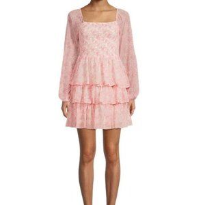 Madden Girl- Pink -Ruffle Smocked Peasant Dress
